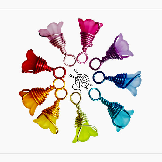 Rainbow Flower Stitch Markers , Rainbow Flowers- 3 Sizes